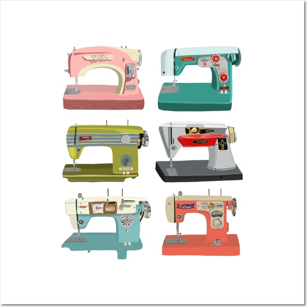 Vintage sewing machines Wall Art by jenblove